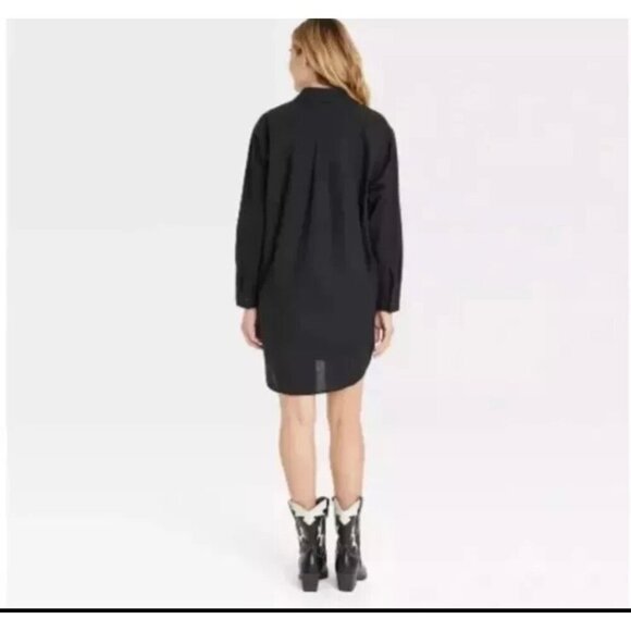 Universal Thread Long Sleeve Button Down Mini Dress Black Size XS NWT - Picture 2 of 3